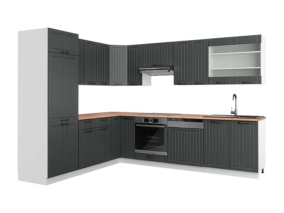 Cuisine en angle anthracite maison de campagne/blanc 287x60x81.6 fame-line