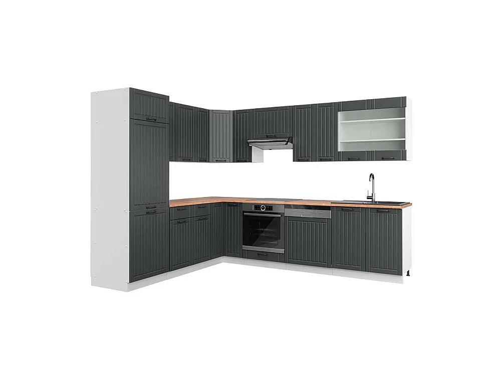 Hörnkök antracit lanthus/vit 287x60x81.6 fame-line