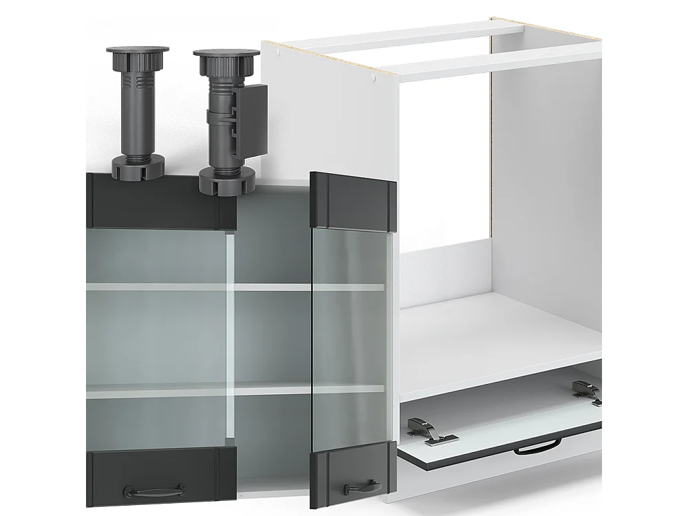 Hörnkök antracit lanthus/vit 287x60x81.6 fame-line