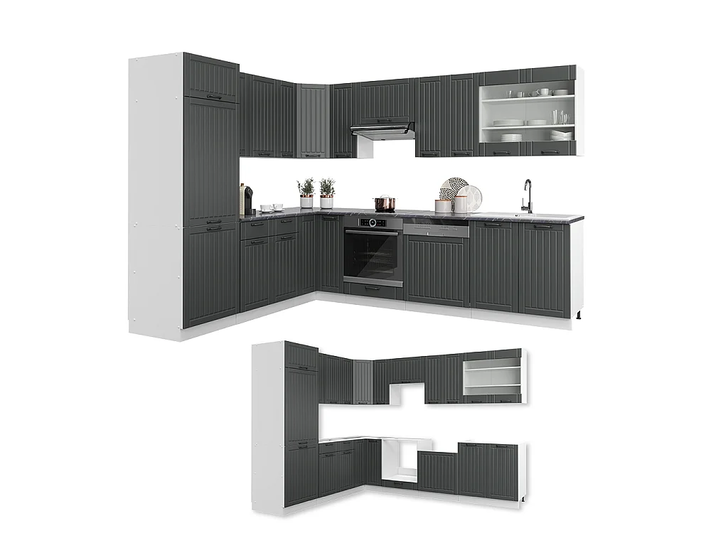 Hörnkök antracit lanthus/vit 287x60x81.6 fame-line