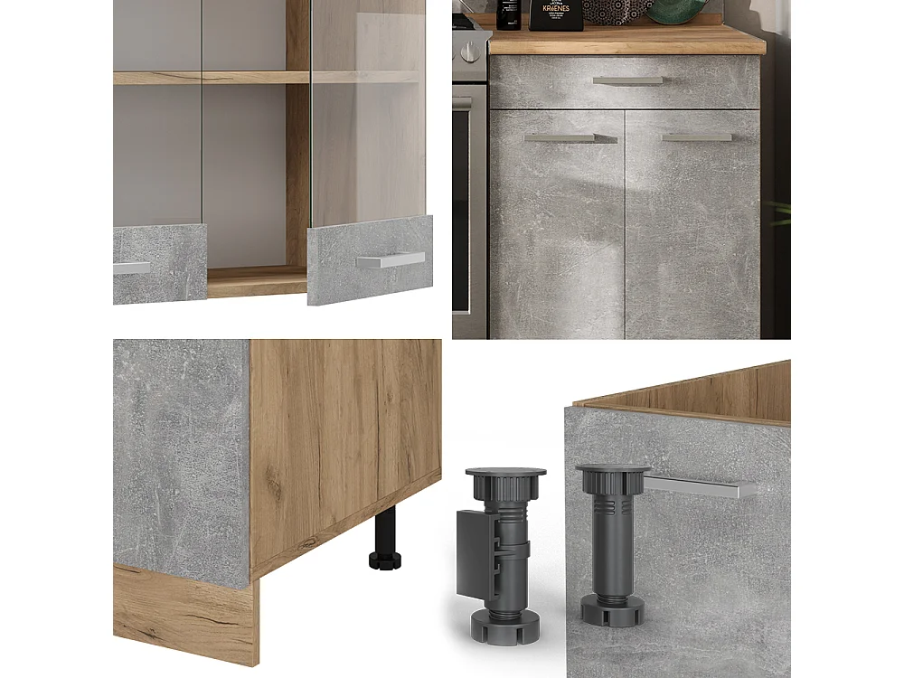 Cuisine béton/force dor chêne 200x60x81.6 r-line