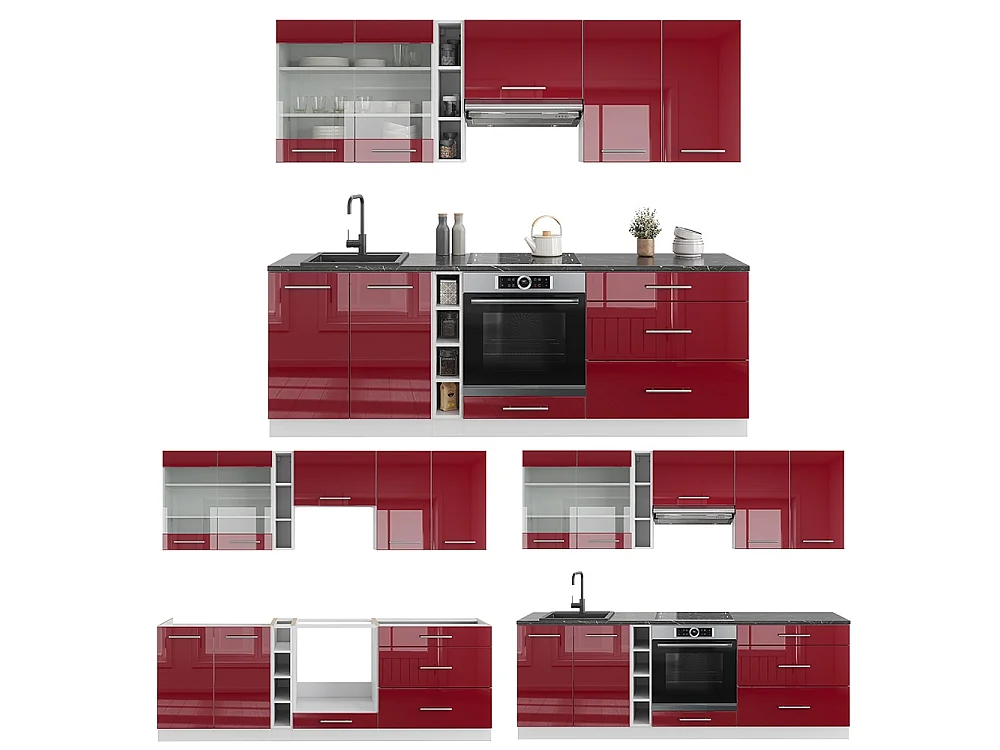Pentry bordeaux högblank/vit 235x46x81.6 fame-line