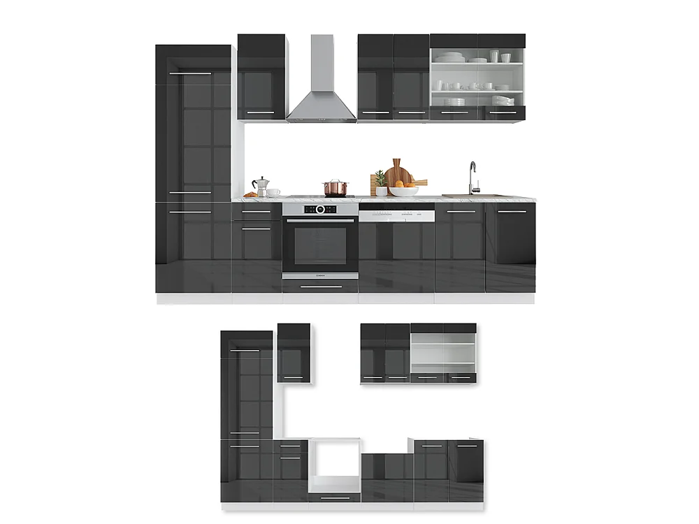 Pentry antracit högblank/vit 300x60x81.6 fame-line