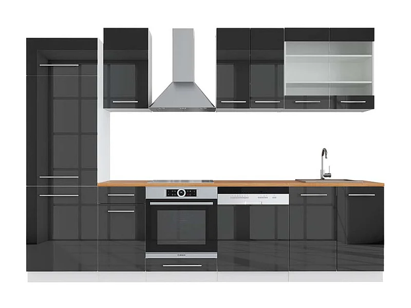 Cuisine anthracite brillant/blanc 300x60x81.6 fame-line