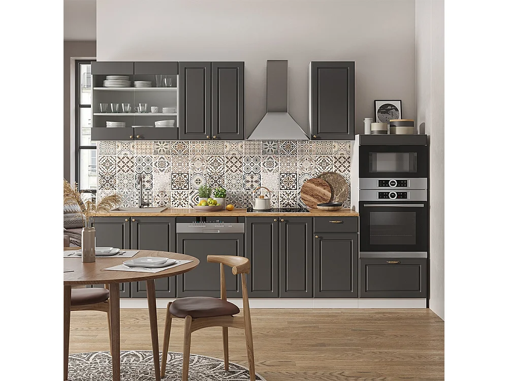 Cuisine anthracite-or/blanc 300x60x81.6 fame-line