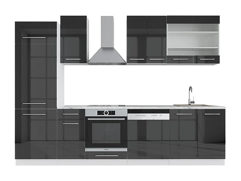 Mueble de cocina antracita brillo intenso/blanco 300x60x81.6 fame-line