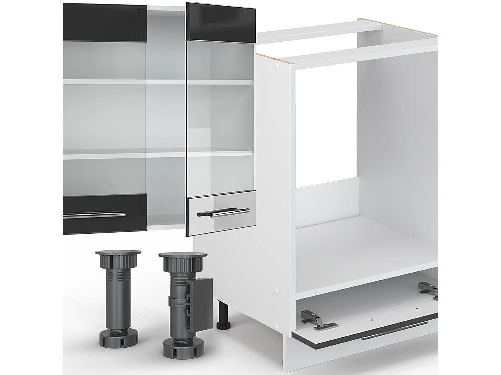 Cuisine anthracite brillant/blanc 300x60x81.6 fame-line