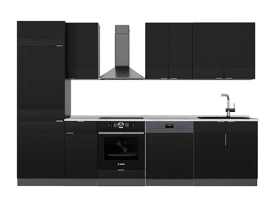 Cuisine noir rayé/anthracite 300x46x81.6 fame-line