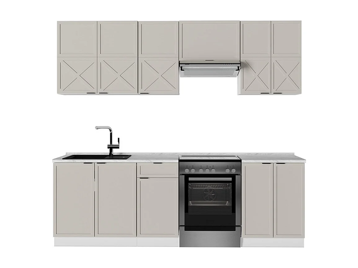 Køkkenrække grå/beige/hvid 240x60x81.6 fame-line