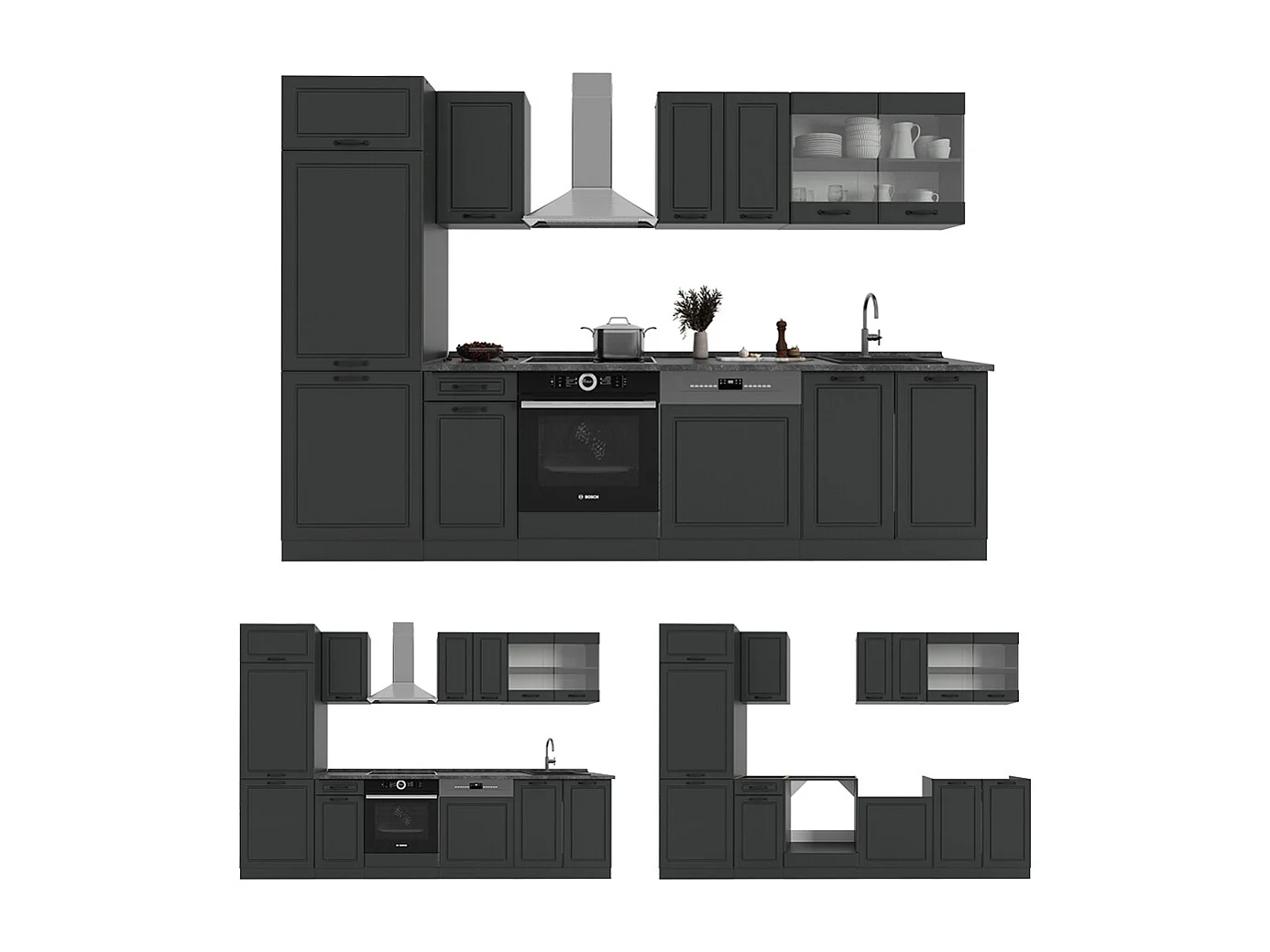 Cuisine anthracite maison de campagne/anthracite 300x60x81.6 r-line