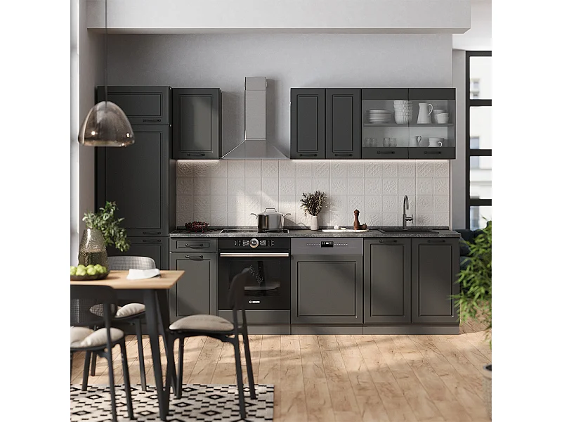 Cucina componibile casa di campagna antracite/antracite 300x60x81.6 r-line