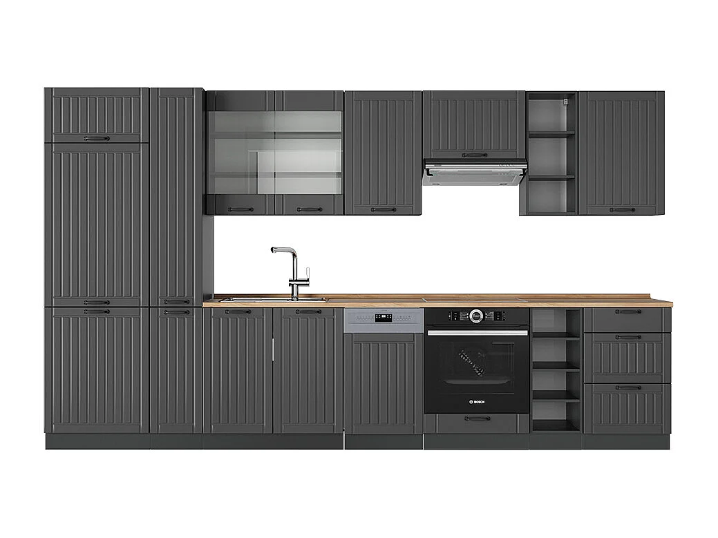 Küchenzeile dunkelgrau 355x60x81.6 fame-line