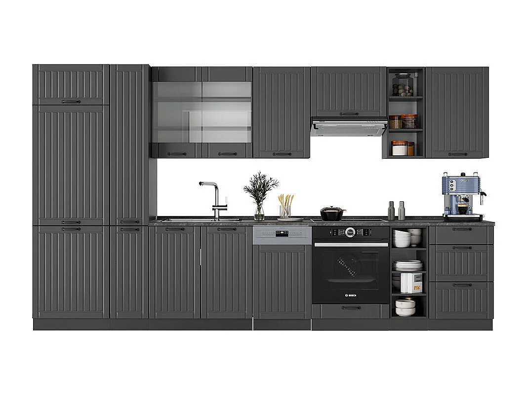 Küchenzeile dunkelgrau 355x60x81.6 fame-line