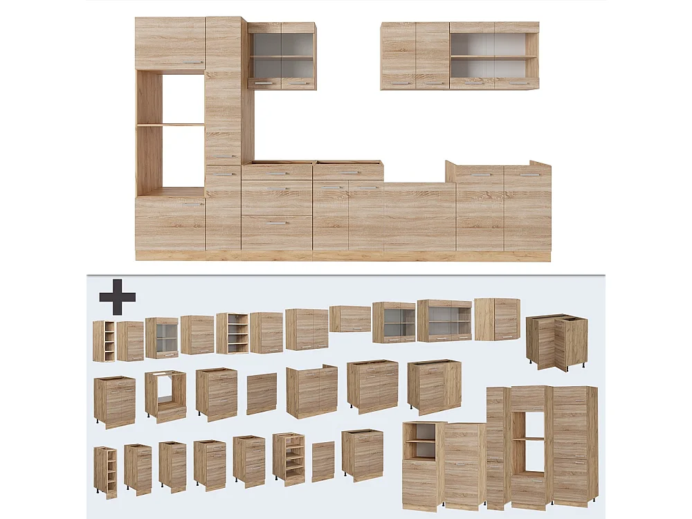 Cucina completa  rovere sonoma/goldkraft 350x60x81.6 r-line