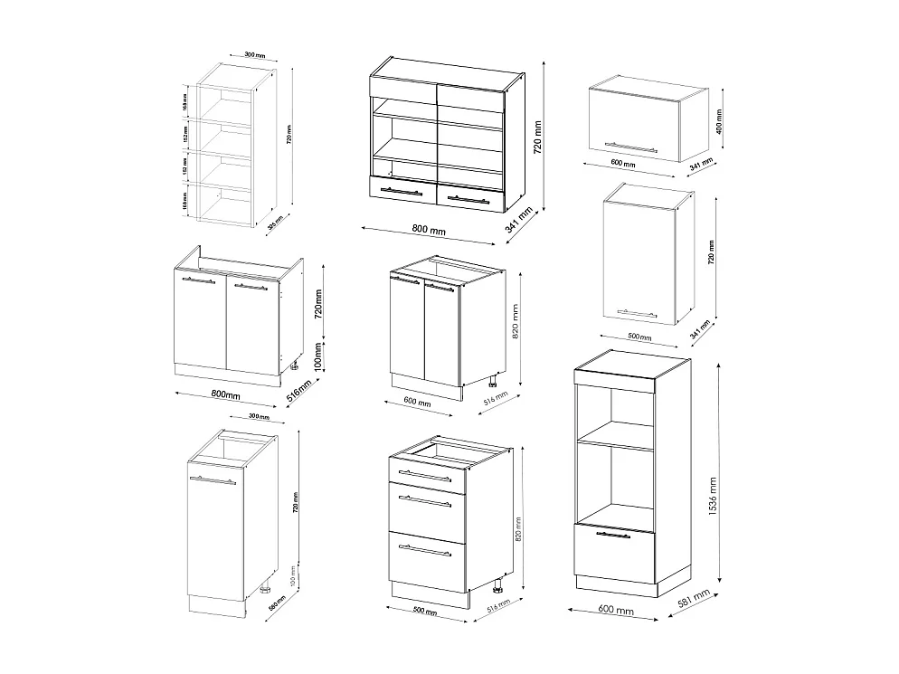 Mueble de cocina oro power roble/antracita 280x60x81.6 fame-line