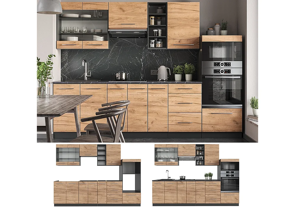 Cucina componibile Rovere dorato/antracite 280x60x81.6 fame-line