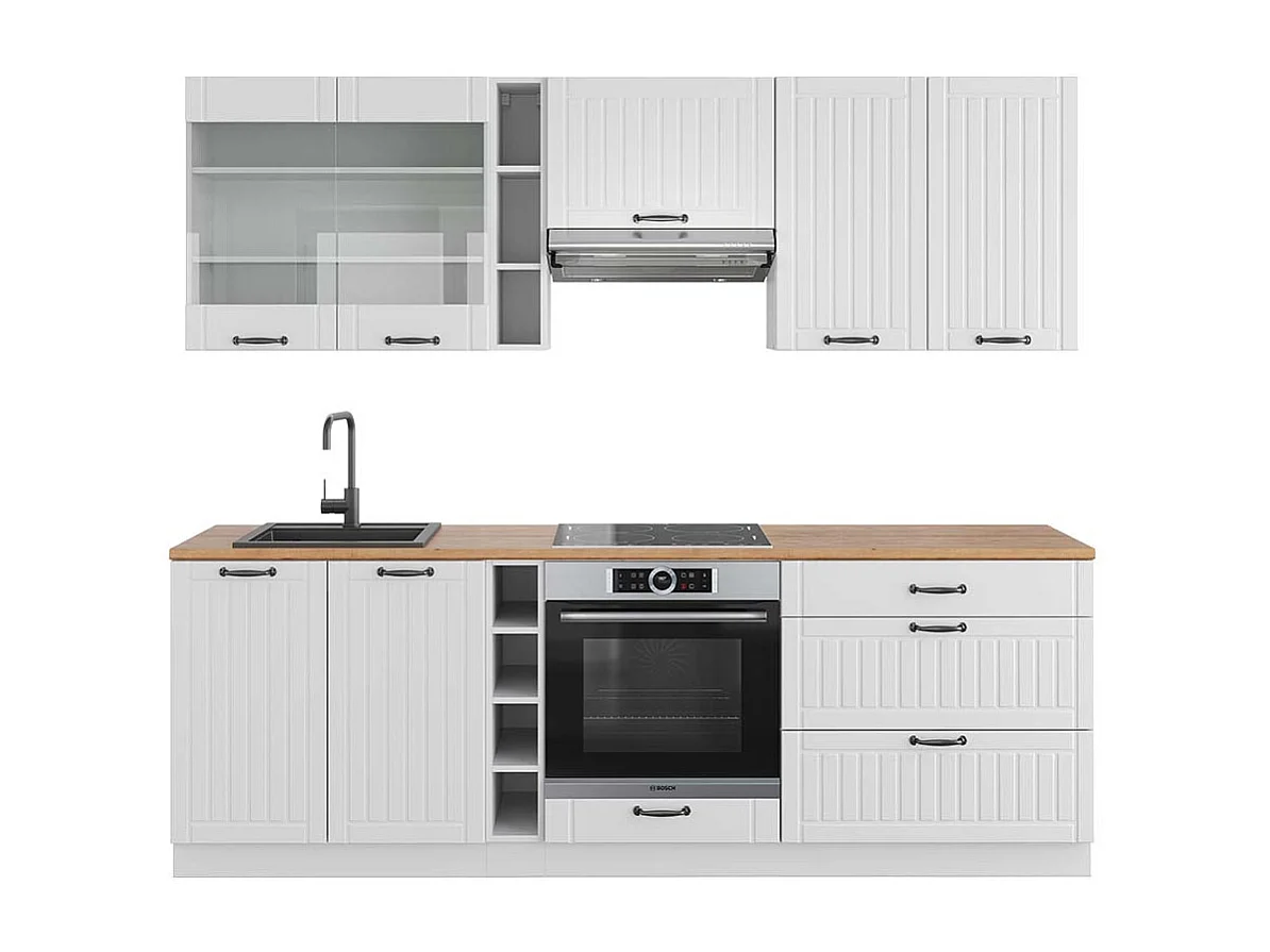 Küchenzeile weiß landhaus/weiß 235x60x81.6 fame-line