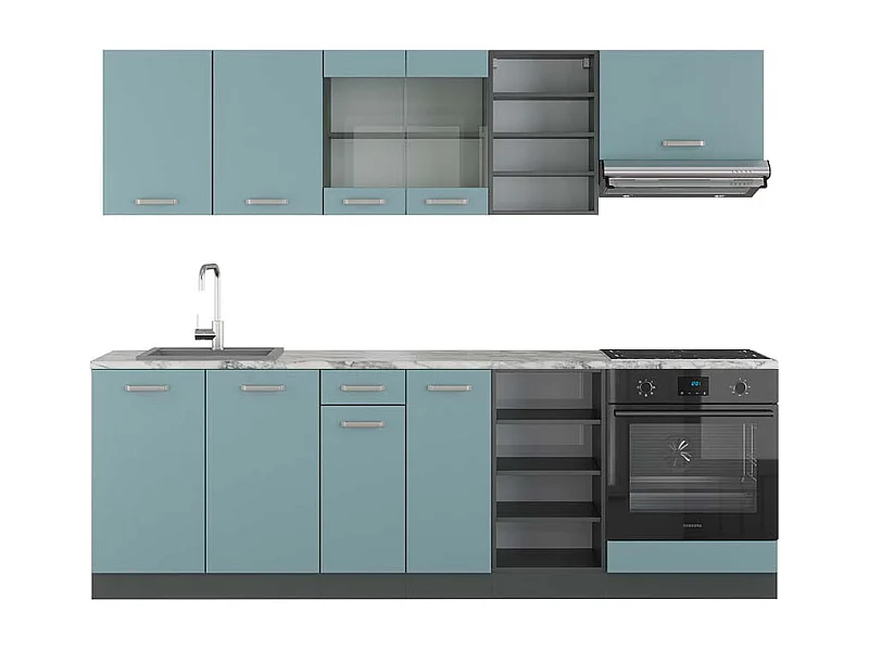 Cucina componibile blu-grigio/antracite 240x60x81.6 r-line