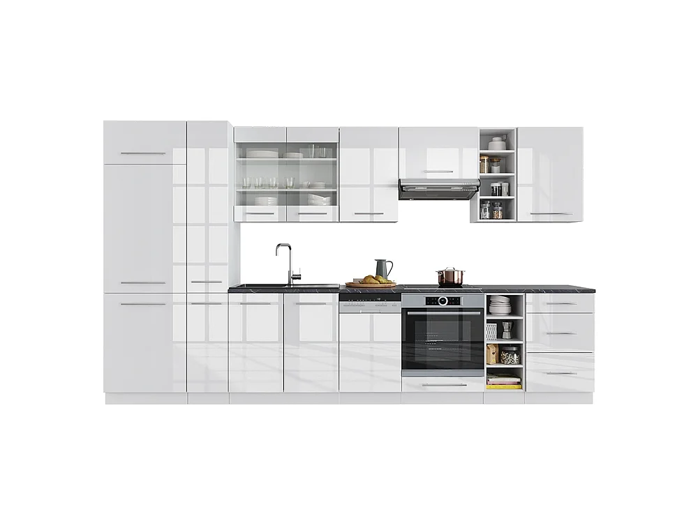 Küchenzeile weiß hochglanz/weiß 355x46x81.6 fame-line