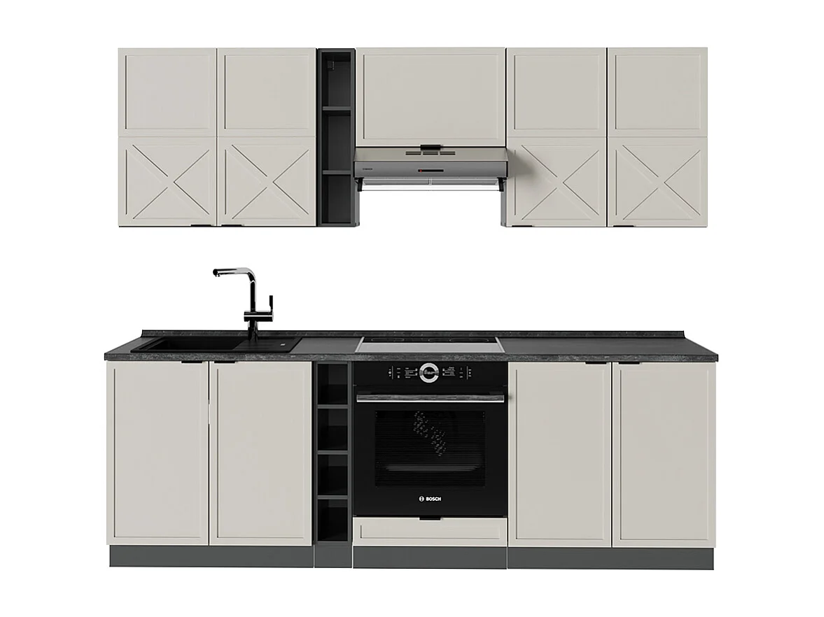 Køkkenrække grå/beige/antracit 235x60x81.6 fame-line