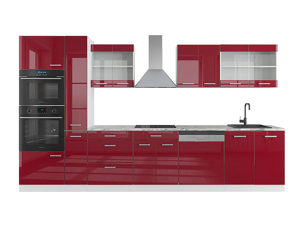Cocina rojo brillo intenso/blanco 350x60x81.6 r-line