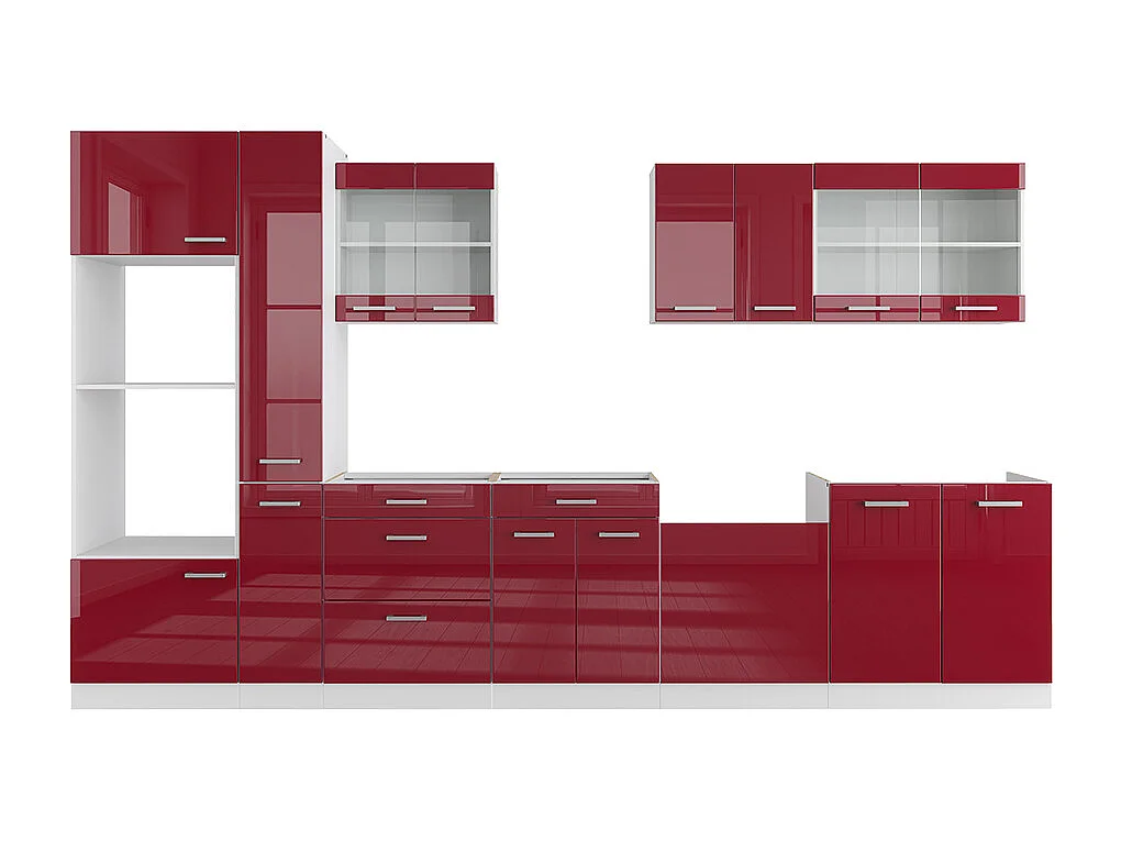 Cocina rojo brillo intenso/blanco 350x60x81.6 r-line