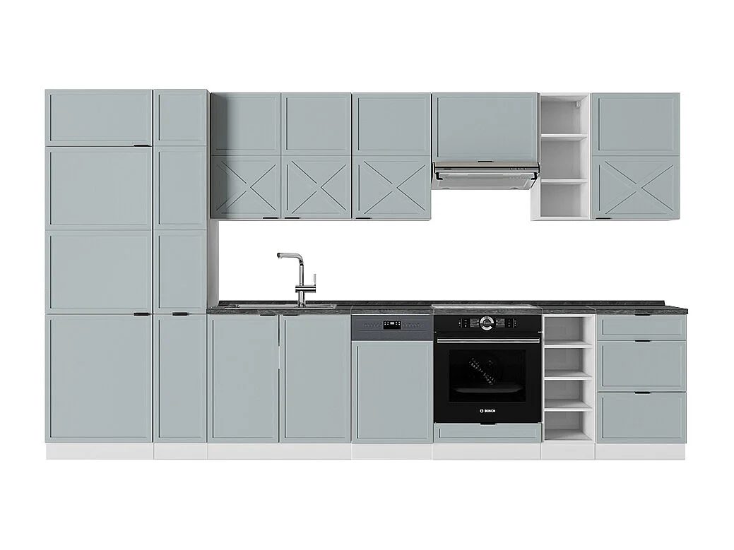 Cuisine bleu clair-gris/blanc 355x60x81.6 fame-line