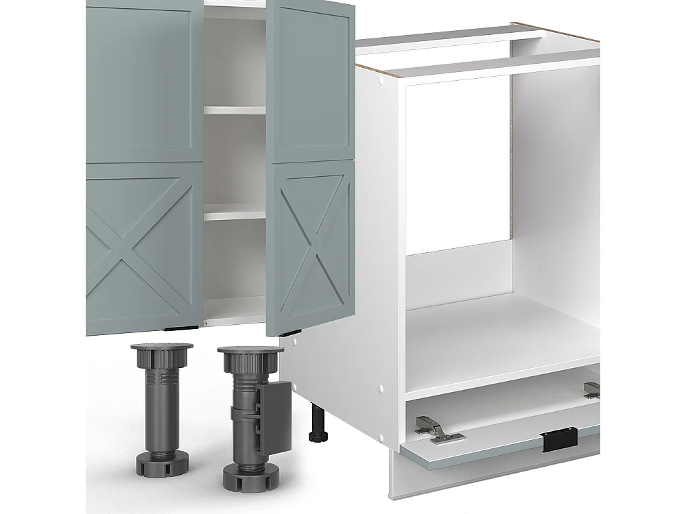 Cuisine bleu clair-gris/blanc 355x60x81.6 fame-line