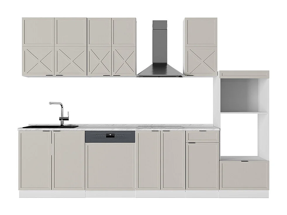 Køkkenrække grå/beige/hvid 300x60x81.6 fame-line