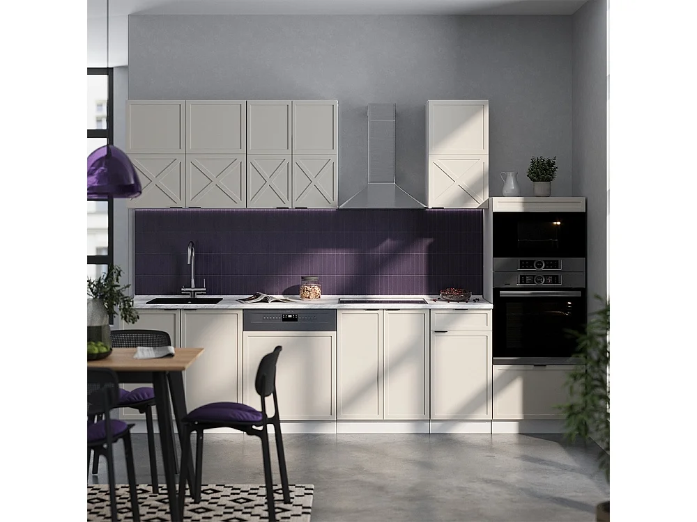 Mueble de cocina gris/beige/blanco 300x60x81.6 fame-line