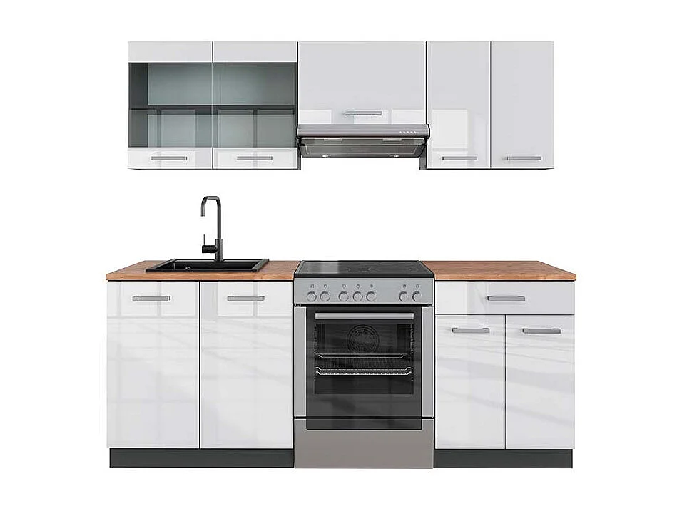 Aneks kuchenny biały wysoki połysk/antracyt 200x60x81.6 r-line