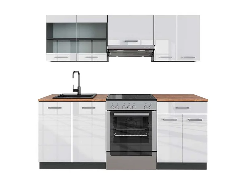 Mueble de cocina blanco brillo/antracita 200x60x81.6 r-line