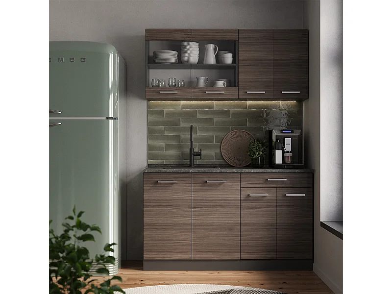 Cocina para solteros gris noble/antracita 140x46x81.6 r-line