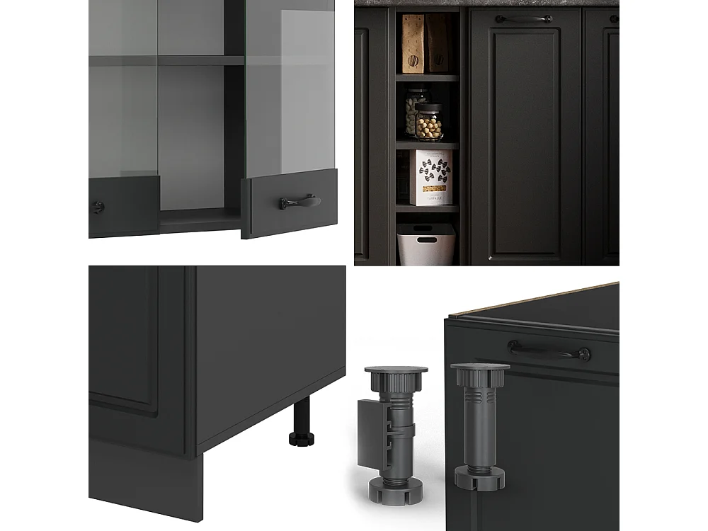 Cuisine anthracite maison de campagne/anthracite 160x46x81.6 r-line