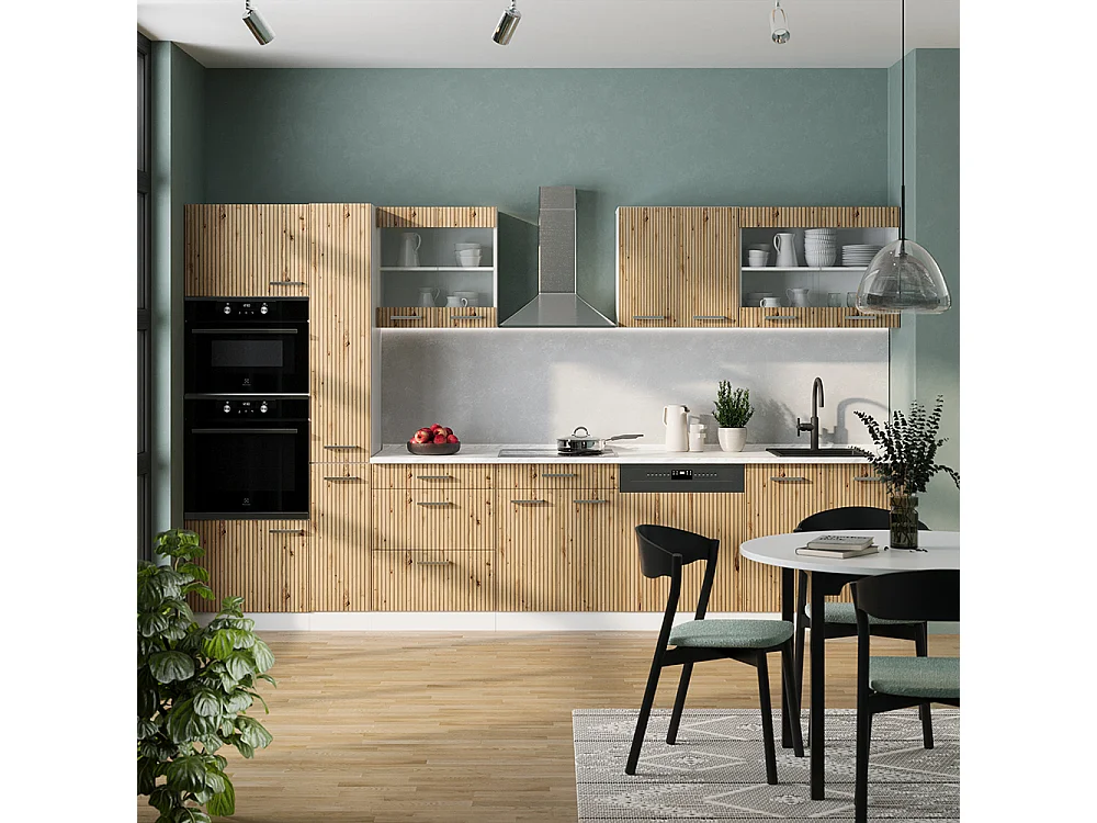 Ligne de cuisine artisan chêne/blanc 350x60x81.6 r-line