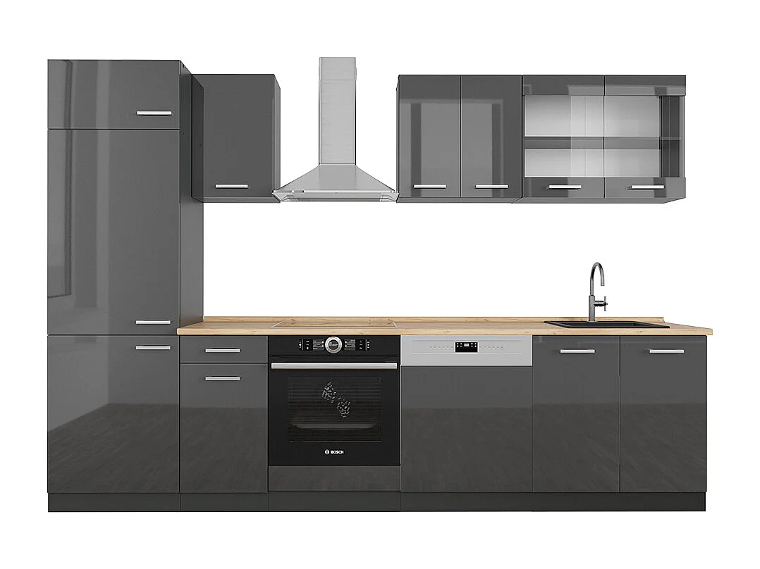 Cuisine anthracite brillant/anthracite 300x46x81.6 r-line
