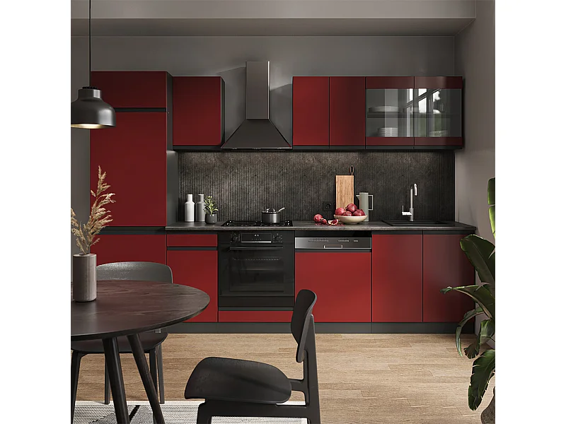 Mueble de cocina rojo/antracita 300x46x81.6 r-line