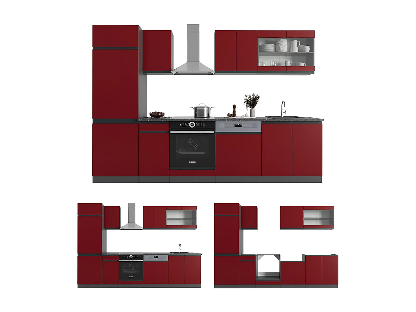 Cuisine rouge/anthracite 300x46x81.6 r-line