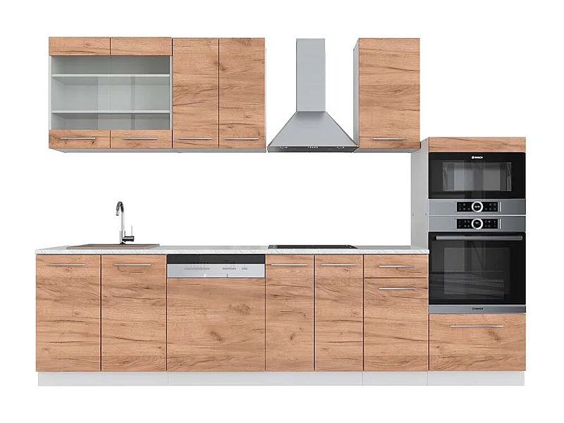 Mueble de cocina oro potencia roble/blanco 300x60x81.6 fame-line