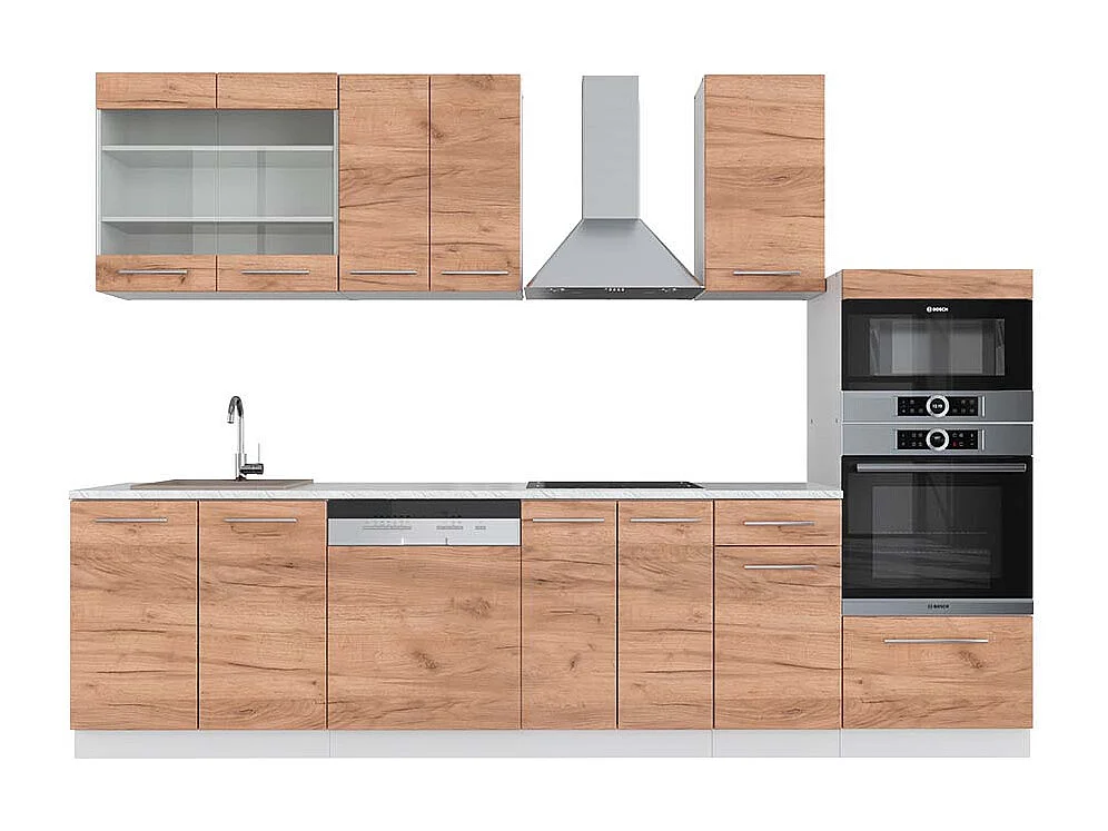 Cuisine chêne doré/blanc 300x60x81.6 fame-line