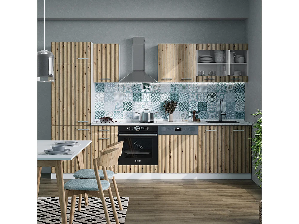 Mueble de cocina roble artesanal/blanco 300x60x81.6 r-line