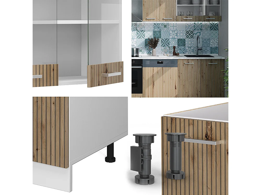 Mueble de cocina roble artesanal/blanco 300x60x81.6 r-line