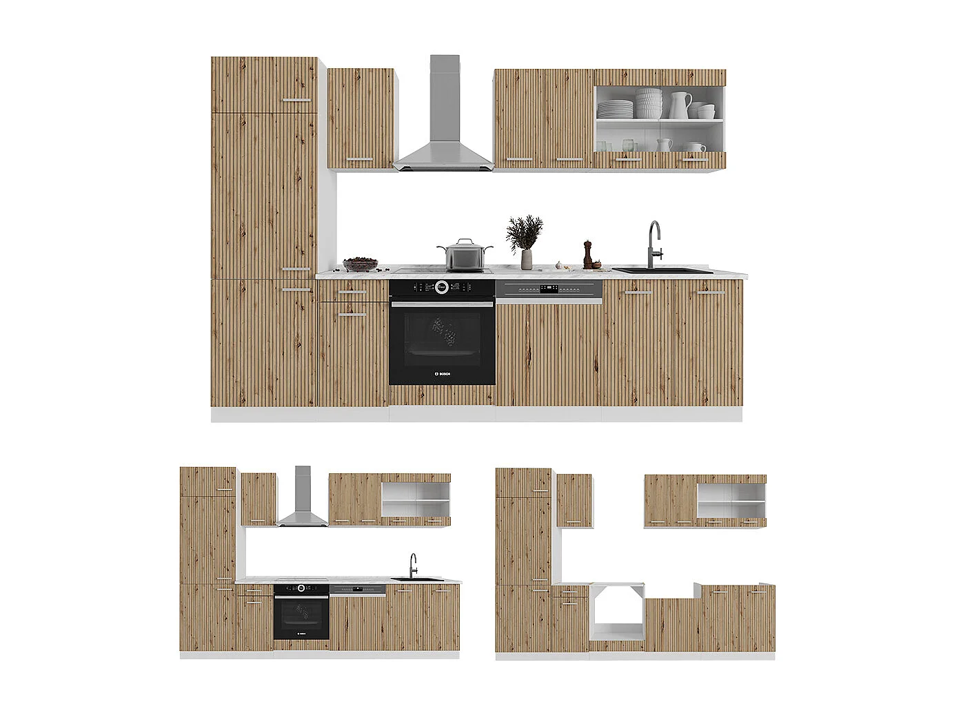 Cuisine artisan chêne/blanc 300x60x81.6 r-line