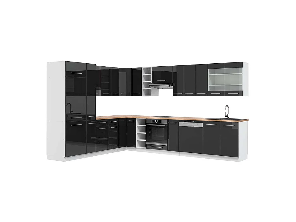 Hörnkök antracit högblank/vit 347x60x81.6 fame-line