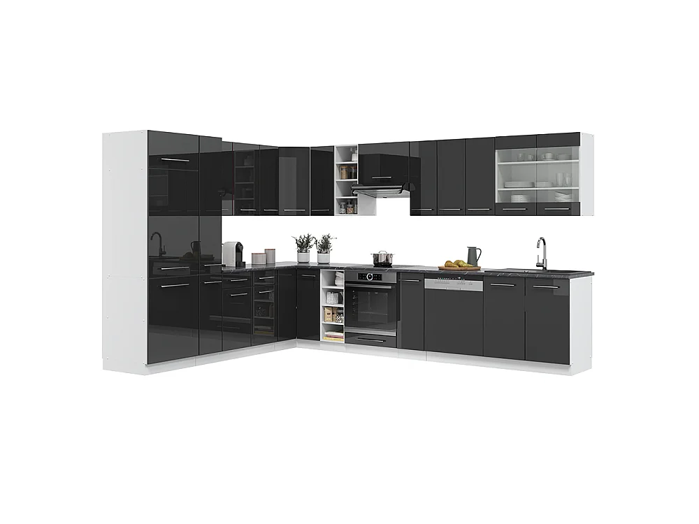 Hörnkök antracit högblank/vit 347x60x81.6 fame-line