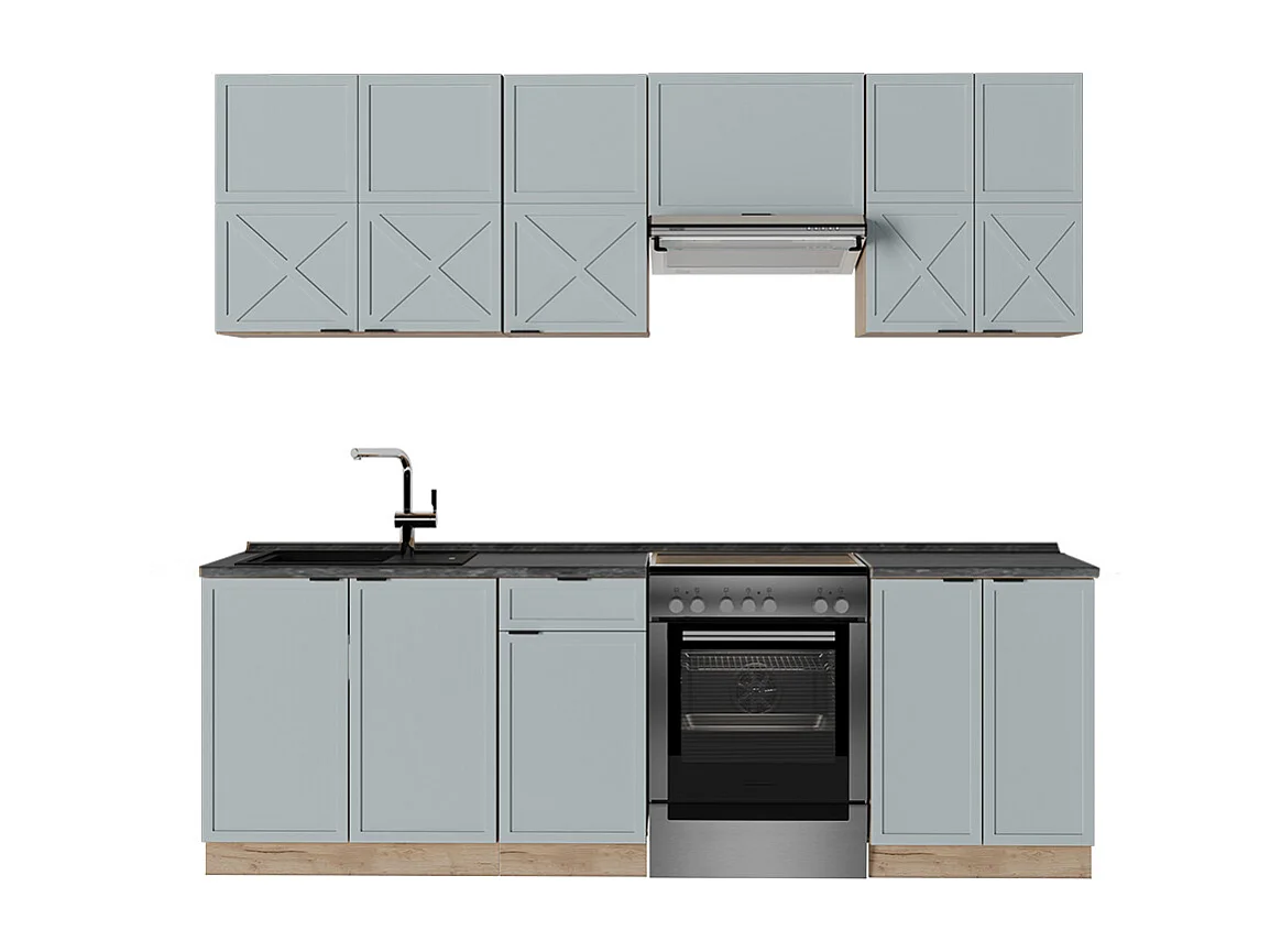 Pentry ljus blågrå/goldkraft ek 240x60x81.6 fame-line