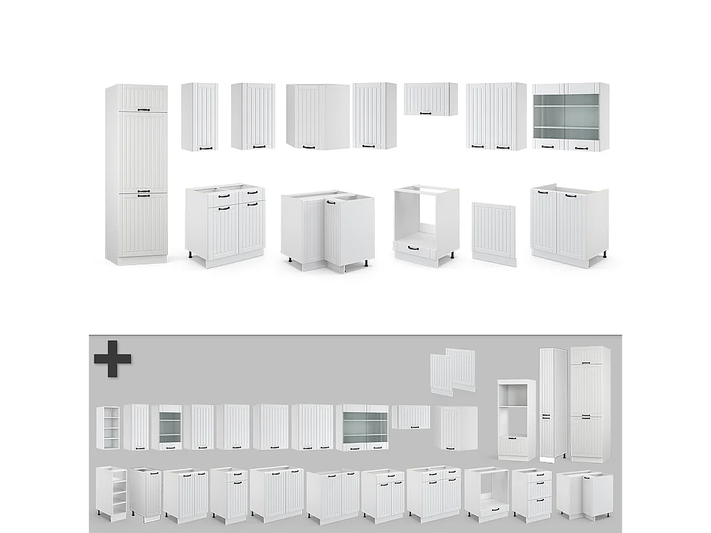 Eckküche weiß landhaus/weiß 287x46x81.6 fame-line