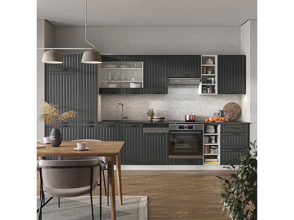 Cuisine anthracite maison de campagne/blanc 355x60x81.6 fame-line