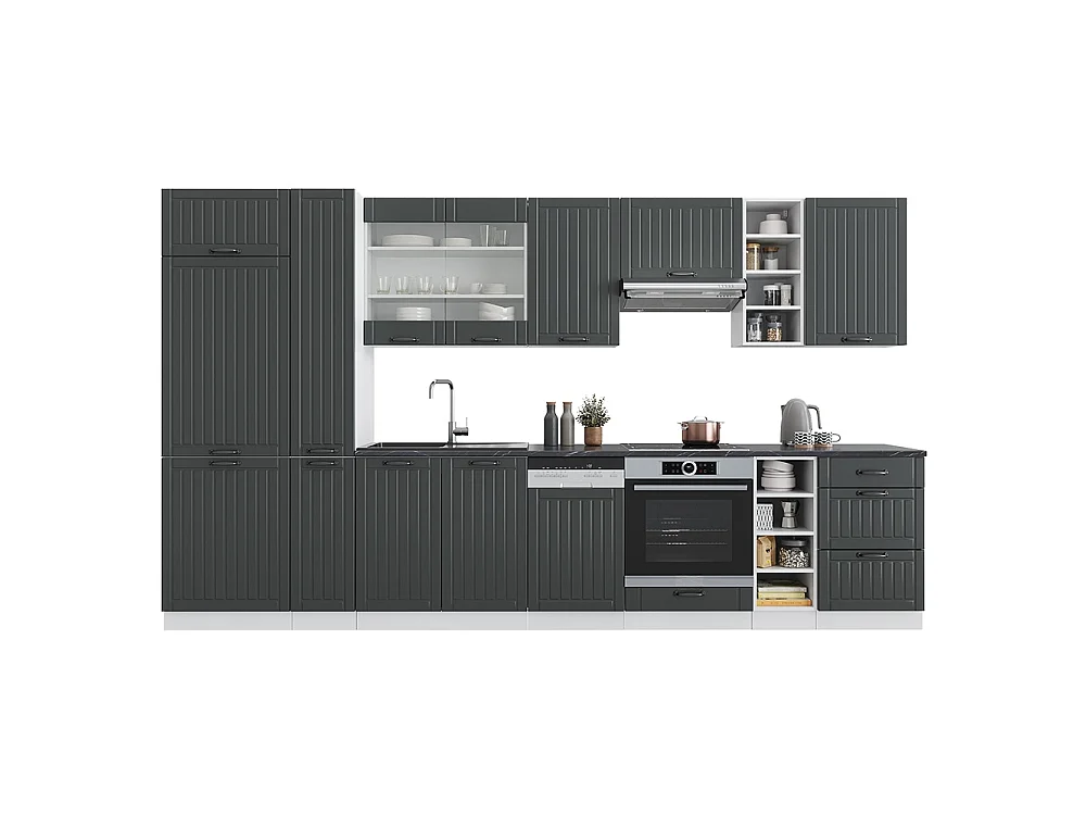 Cuisine anthracite maison de campagne/blanc 355x60x81.6 fame-line