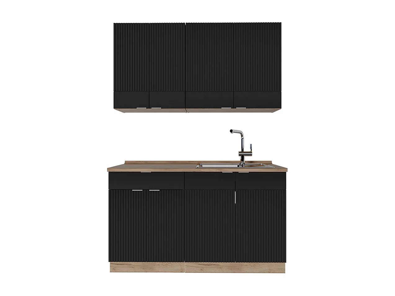 Cuisine noir rayé/chêne doré 140x60x81.6 fame-line